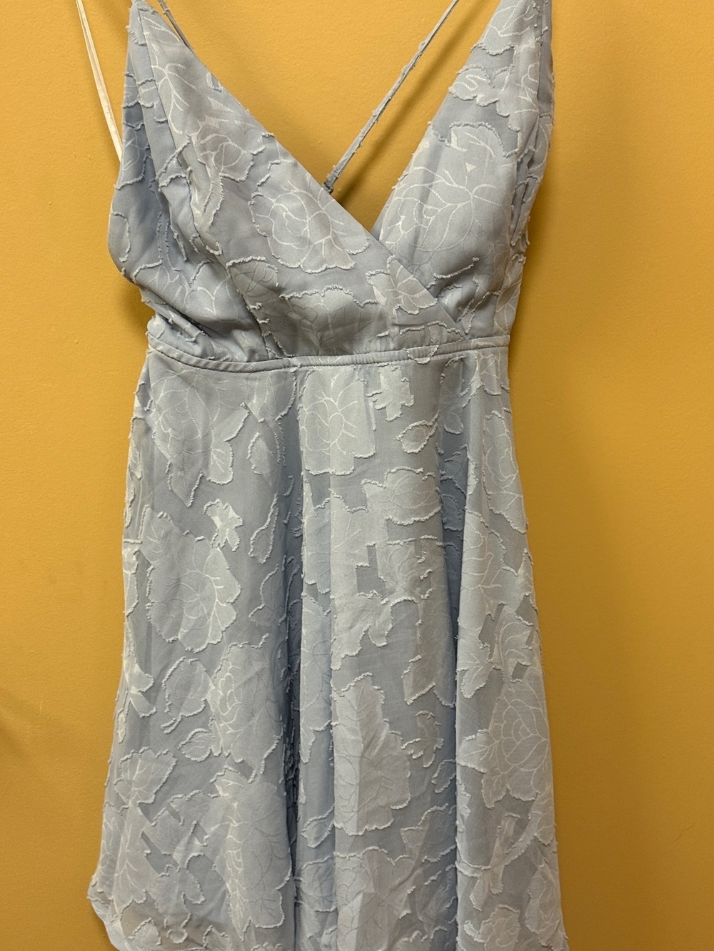 Lulu's Pale Blue Floral Lace Mini Dress